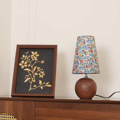 Delira Tafellamp Bloemmotief en Houten Voet