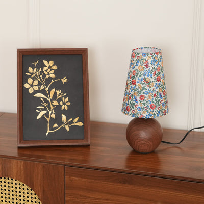 Delira Tafellamp Bloemmotief en Houten Voet