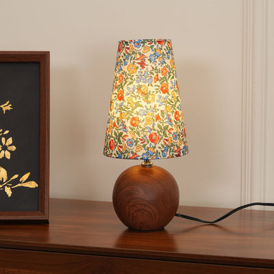 Delira Tafellamp Bloemmotief en Houten Voet