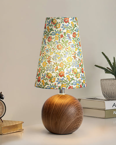 Delira Tafellamp Bloemmotief en Houten Voet