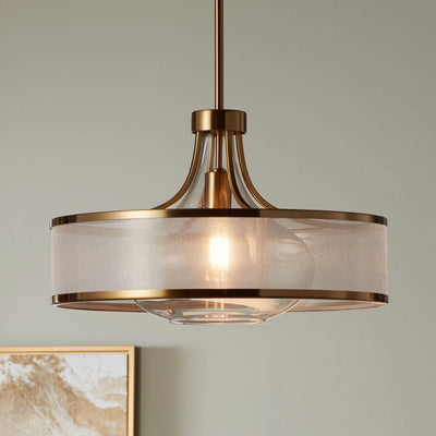 Delira Hanglamp Stoffen Glas Drum