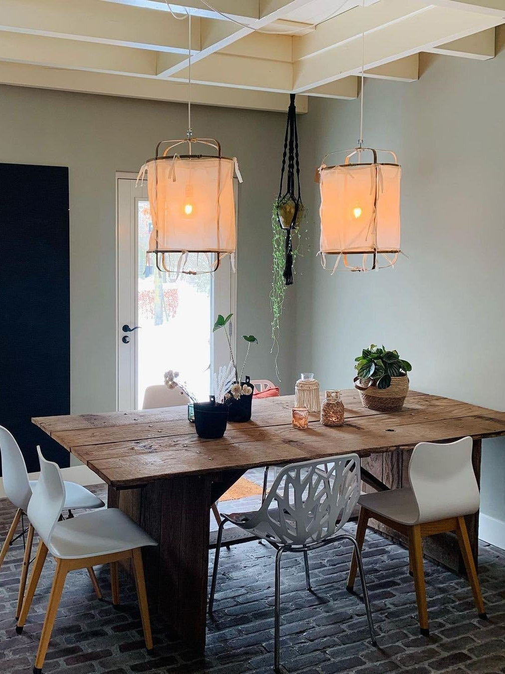 Delira Hanglamp Bamboe Met Katoenen Kap
