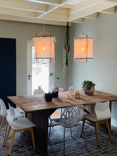 Delira Hanglamp Bamboe Met Katoenen Kap