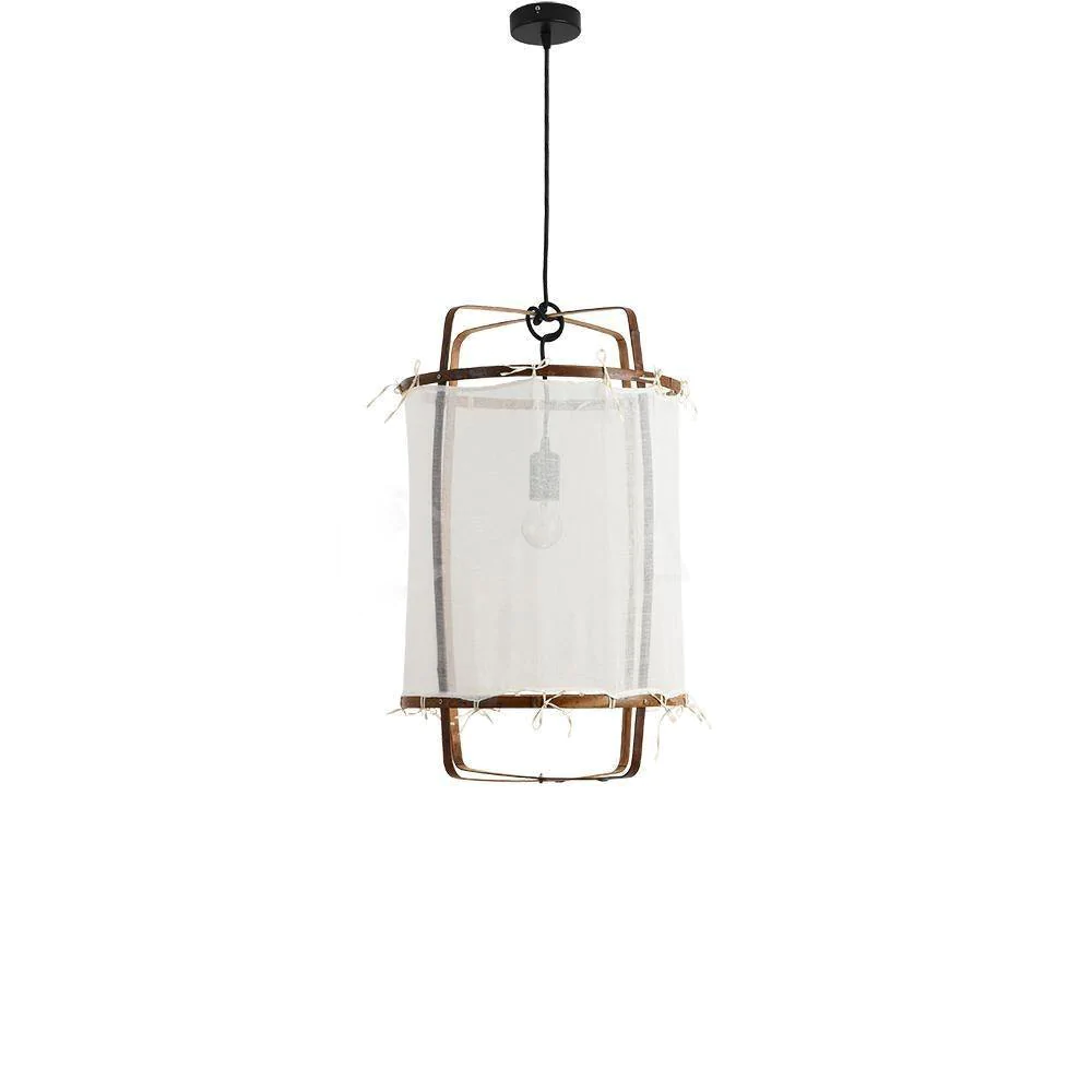 Delira Hanglamp Bamboe Met Katoenen Kap