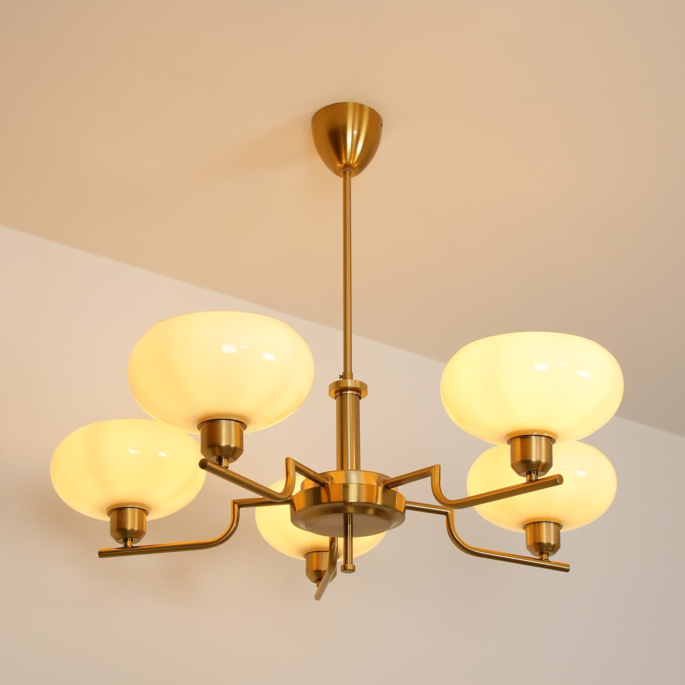 Delira Plafondlamp Glazen Kappen Goudkleurig