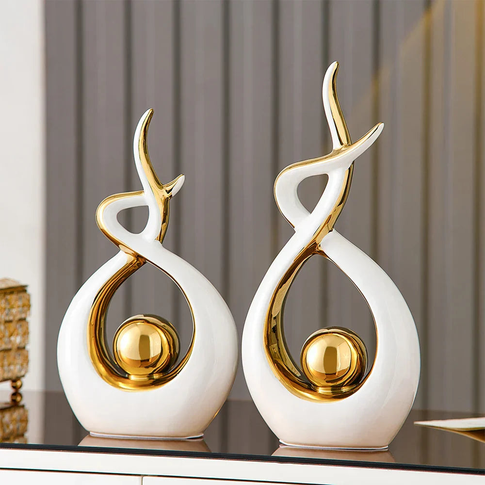 Delira Sculptuur Keramiek Goud Abstract Design