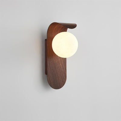Delira Wandlamp Gebogen Houtlook Glasbol