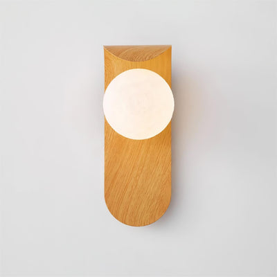 Delira Wandlamp Gebogen Houtlook Glasbol