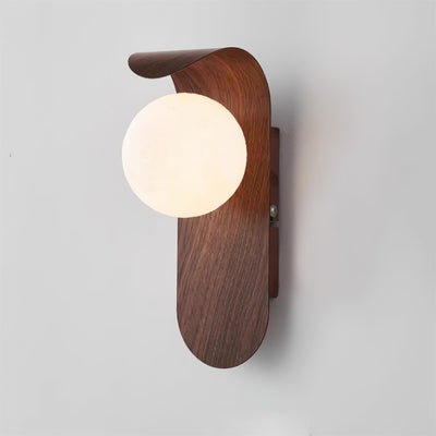 Delira Wandlamp Gebogen Houtlook Glasbol