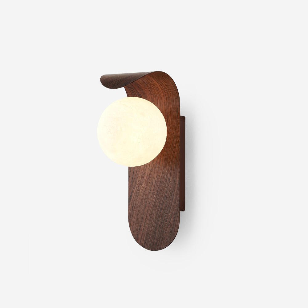 Delira Wandlamp Gebogen Houtlook Glasbol
