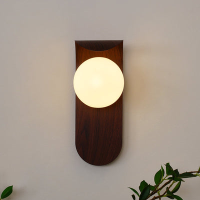 Delira Wandlamp Gebogen Houtlook Glasbol