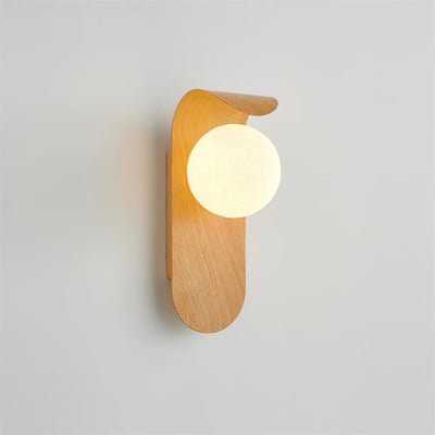 Delira Wandlamp Gebogen Houtlook Glasbol
