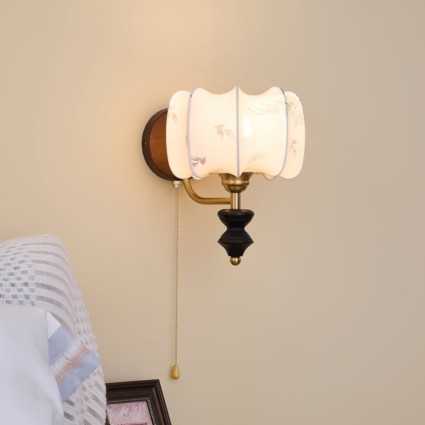 Delira Wandlamp Hout Met Stoffen Kap