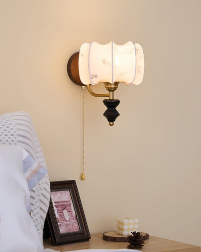 Delira Wandlamp Hout Met Stoffen Kap
