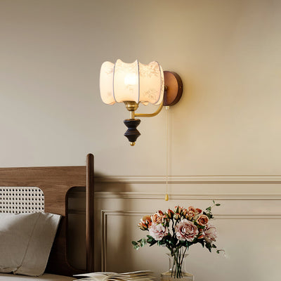 Delira Wandlamp Hout Met Stoffen Kap