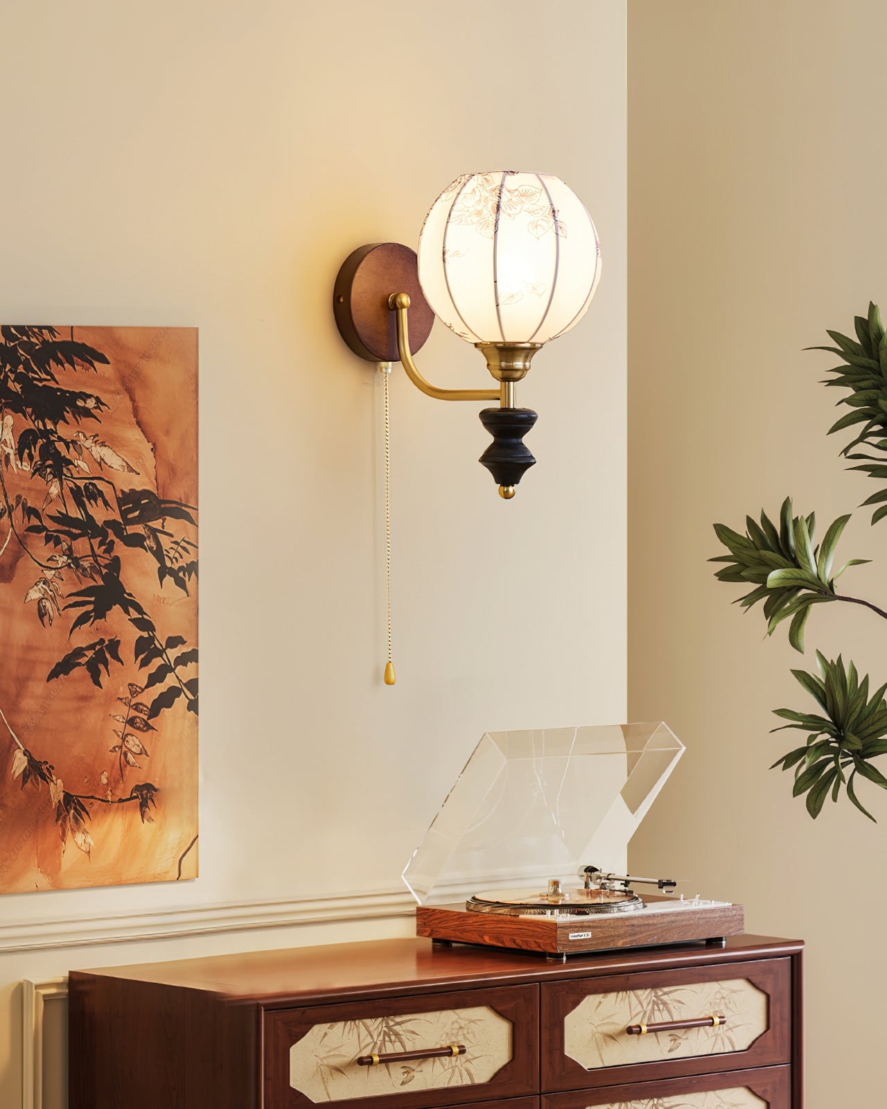 Delira Wandlamp Hout Met Stoffen Kap
