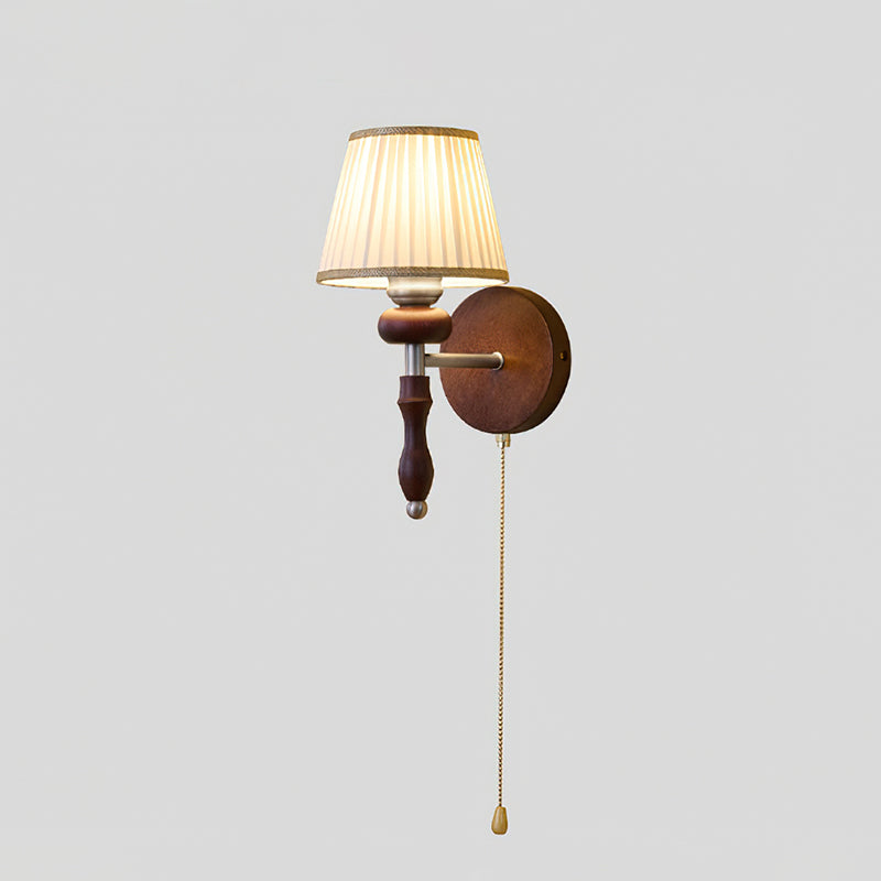 Delira Wandlamp Hout Met Stoffen Kap