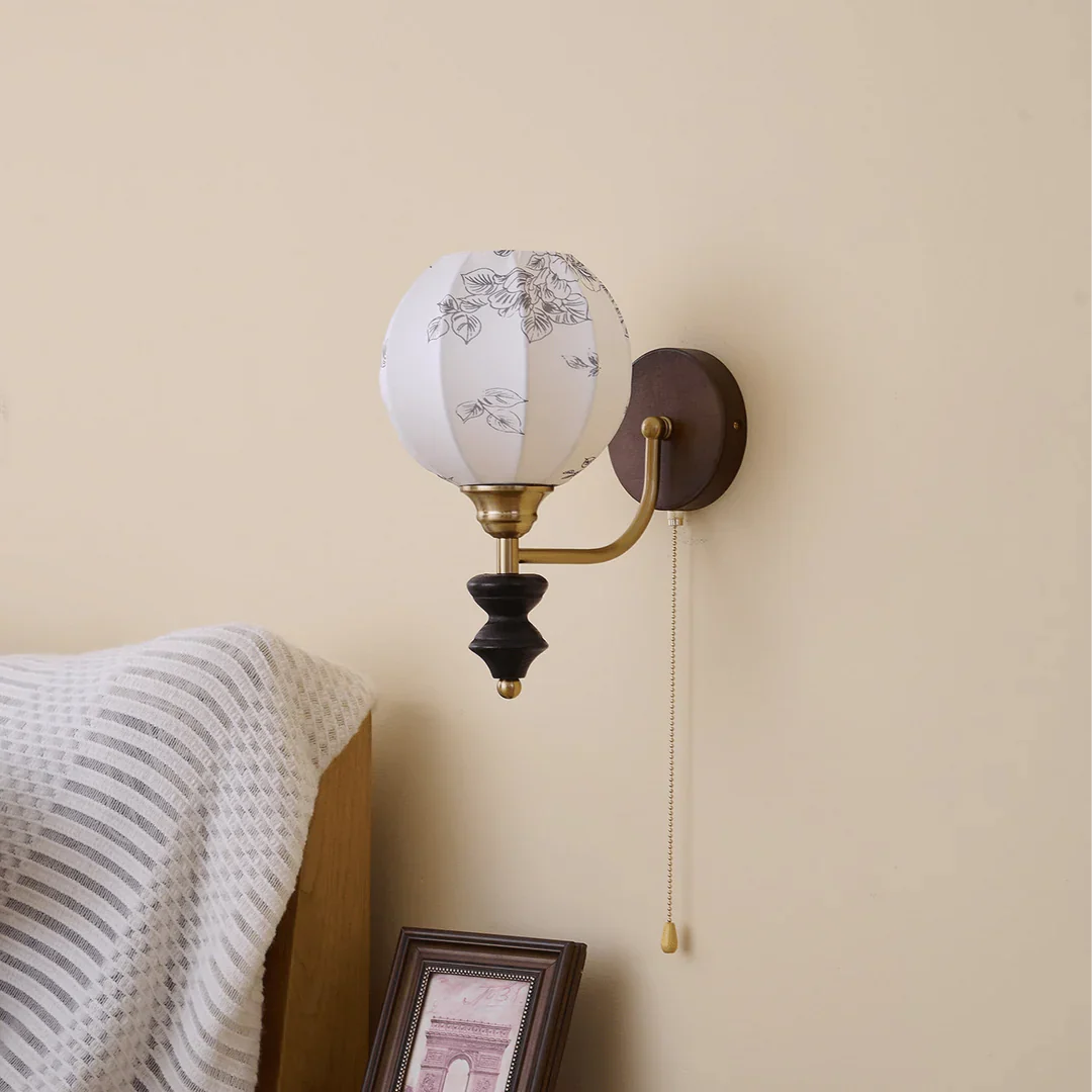 Delira Wandlamp Hout Met Stoffen Kap