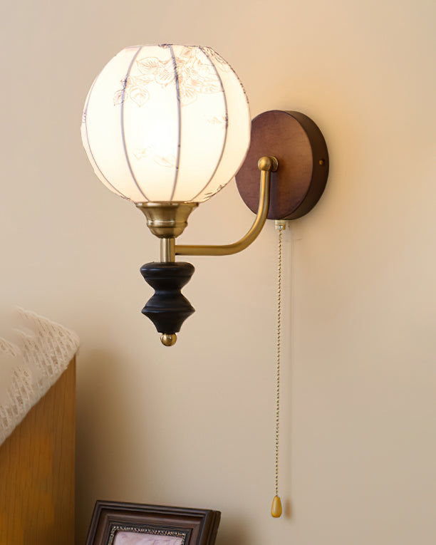 Delira Wandlamp Hout Met Stoffen Kap