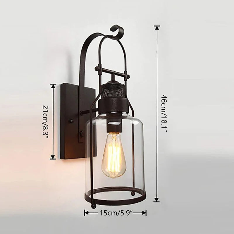 Delira Wandlamp Glas Antiek Industrieel