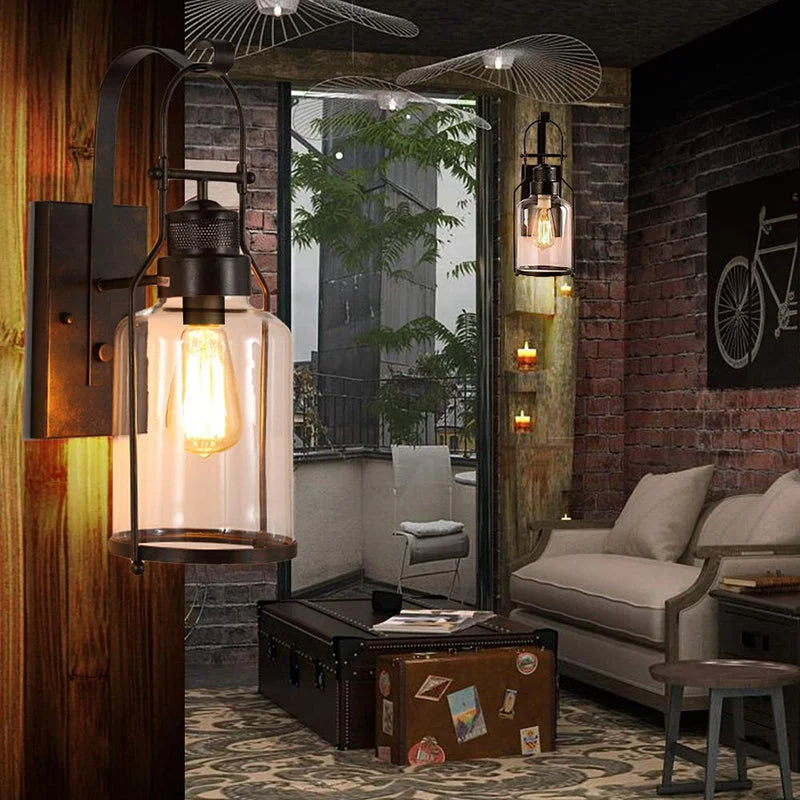 Delira Wandlamp Glas Antiek Industrieel