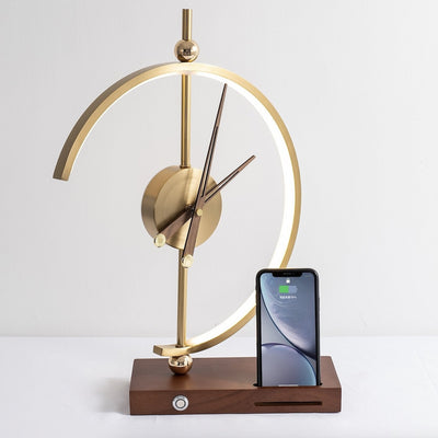 Delira Tafellamp Hout Klok en Oplader