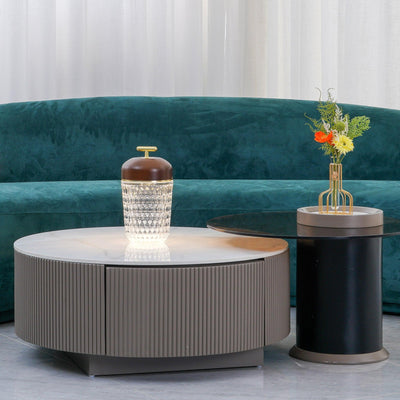 Delira Tafellamp Draagbaar Kristal & Walnootkleur
