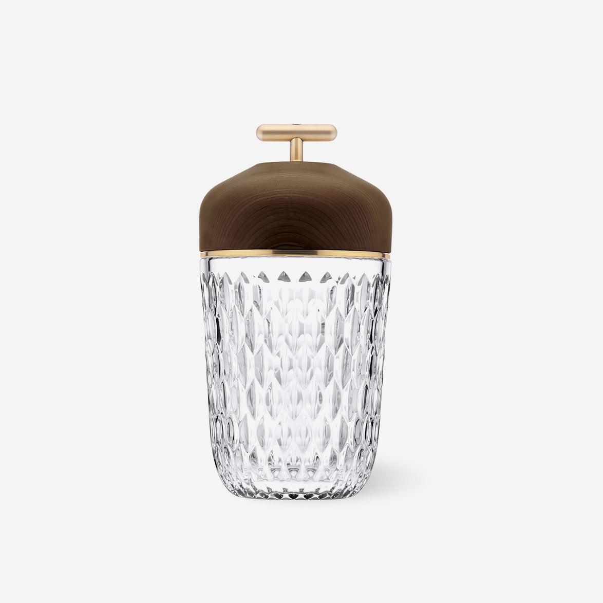 Delira Tafellamp Draagbaar Kristal & Walnootkleur