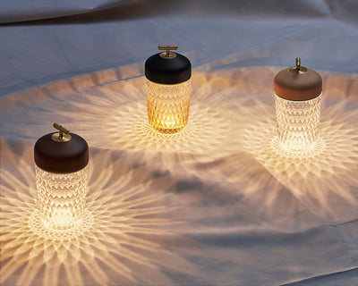 Delira Tafellamp Draagbaar Kristal & Walnootkleur