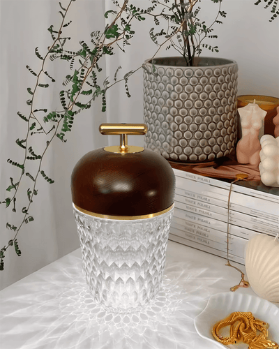 Delira Tafellamp Draagbaar Kristal & Walnootkleur
