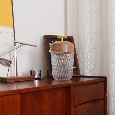 Delira Tafellamp Draagbaar Kristal & Walnootkleur