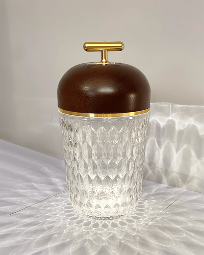 Delira Tafellamp Draagbaar Kristal & Walnootkleur
