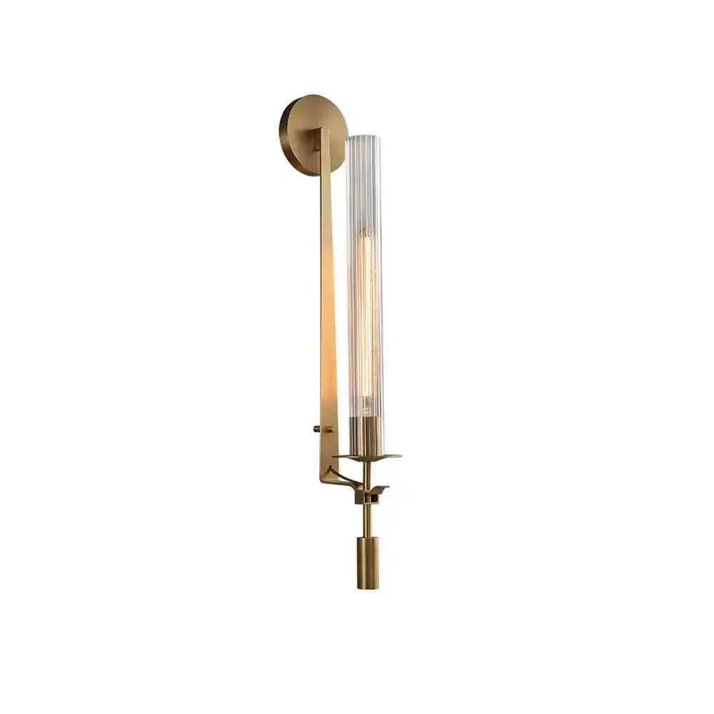 Delira Wandlamp Messing Geribbeld Glas