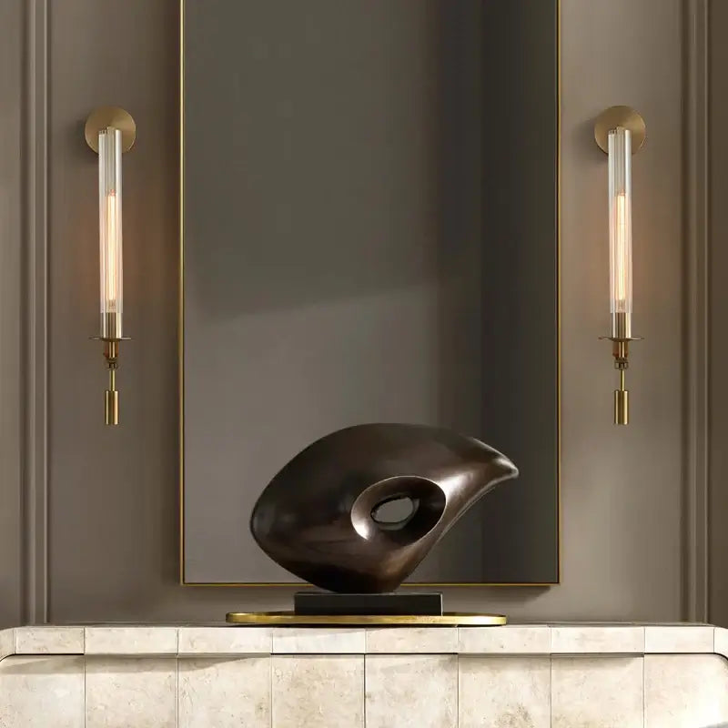 Delira Wandlamp Messing Geribbeld Glas