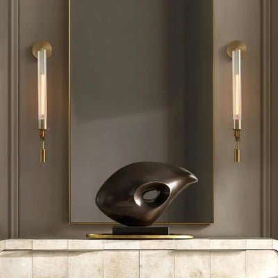 Delira Wandlamp Messing Geribbeld Glas