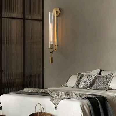 Delira Wandlamp Messing Geribbeld Glas