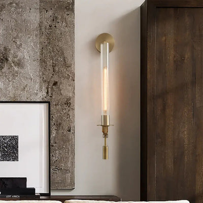 Delira Wandlamp Messing Geribbeld Glas