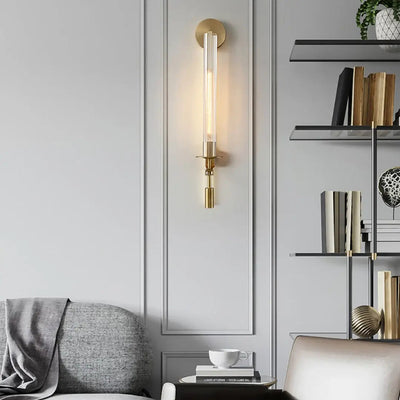 Delira Wandlamp Messing Geribbeld Glas