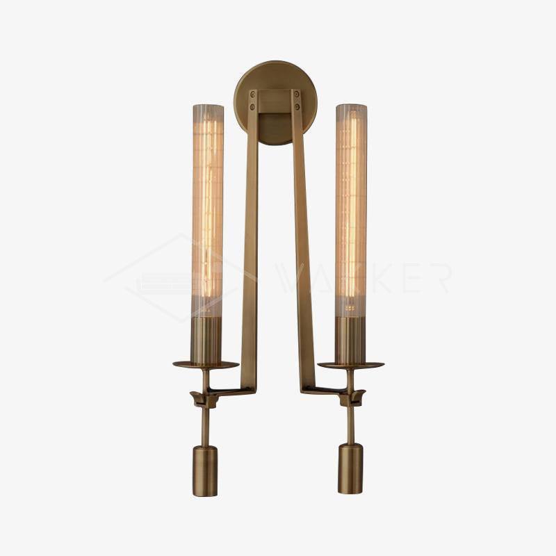 Delira Wandlamp Messing Geribbeld Glas