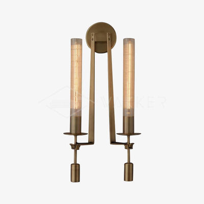Delira Wandlamp Messing Geribbeld Glas