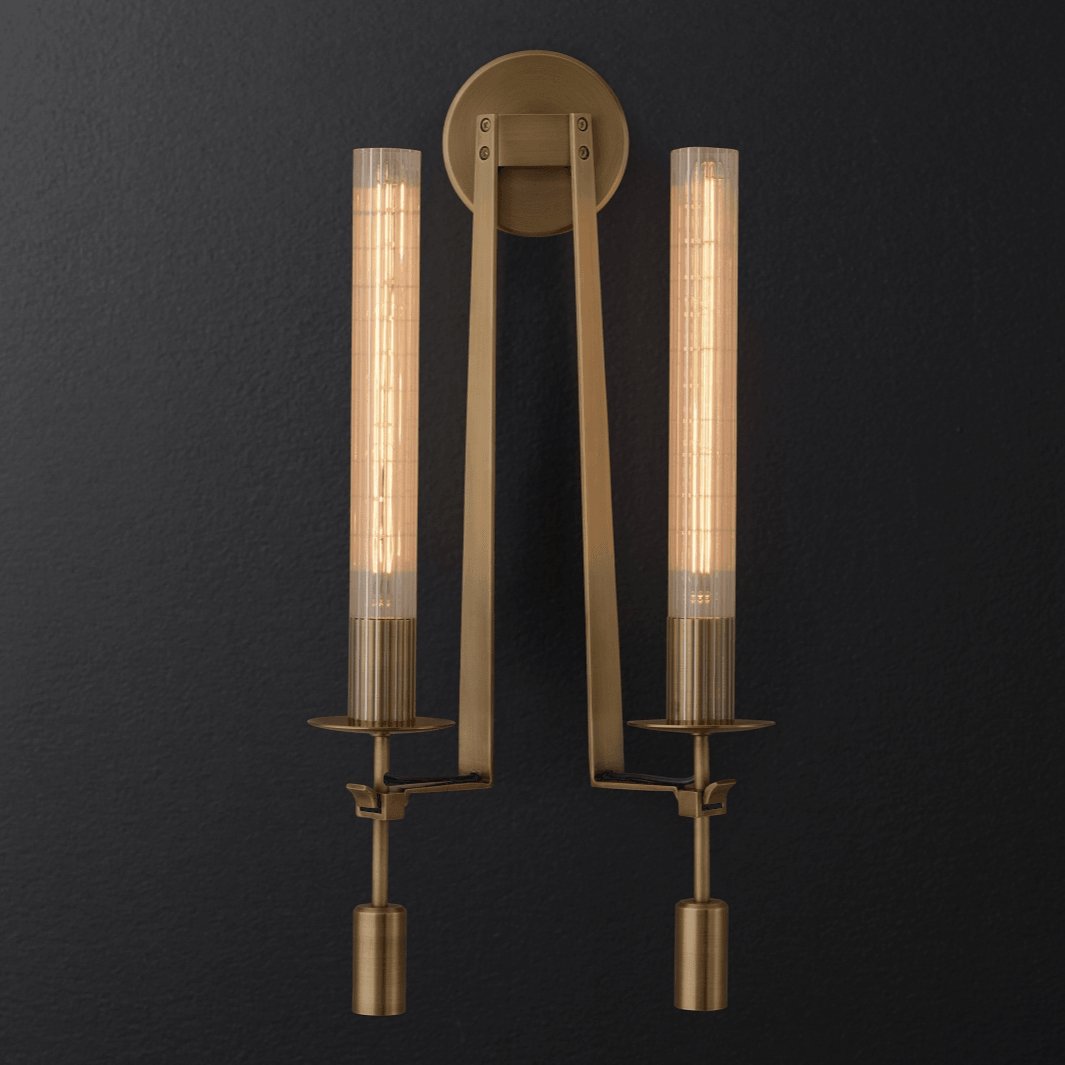 Delira Wandlamp Messing Geribbeld Glas