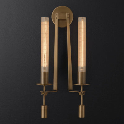 Delira Wandlamp Messing Geribbeld Glas