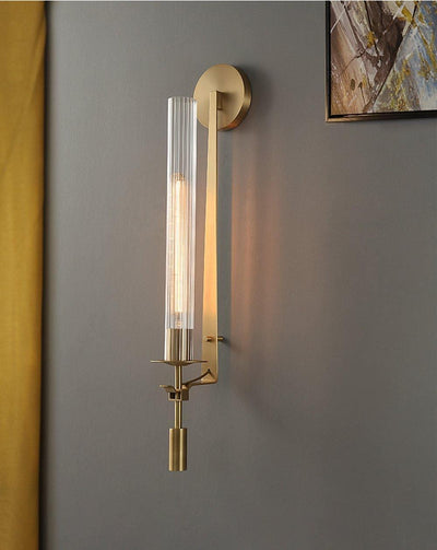 Delira Wandlamp Messing Geribbeld Glas