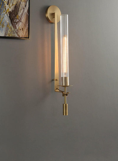 Delira Wandlamp Messing Geribbeld Glas