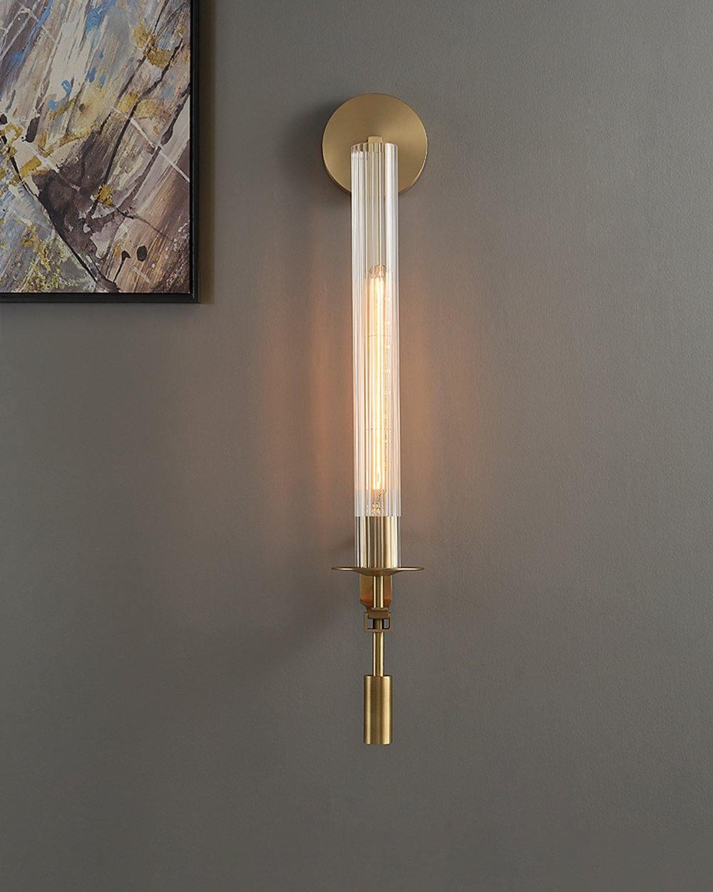 Delira Wandlamp Messing Geribbeld Glas