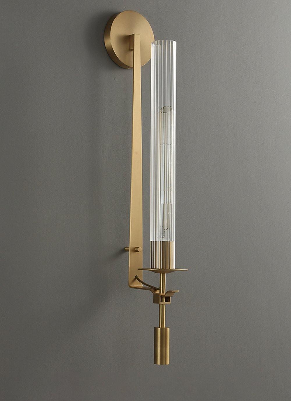 Delira Wandlamp Messing Geribbeld Glas