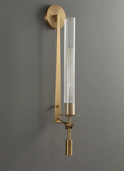 Delira Wandlamp Messing Geribbeld Glas