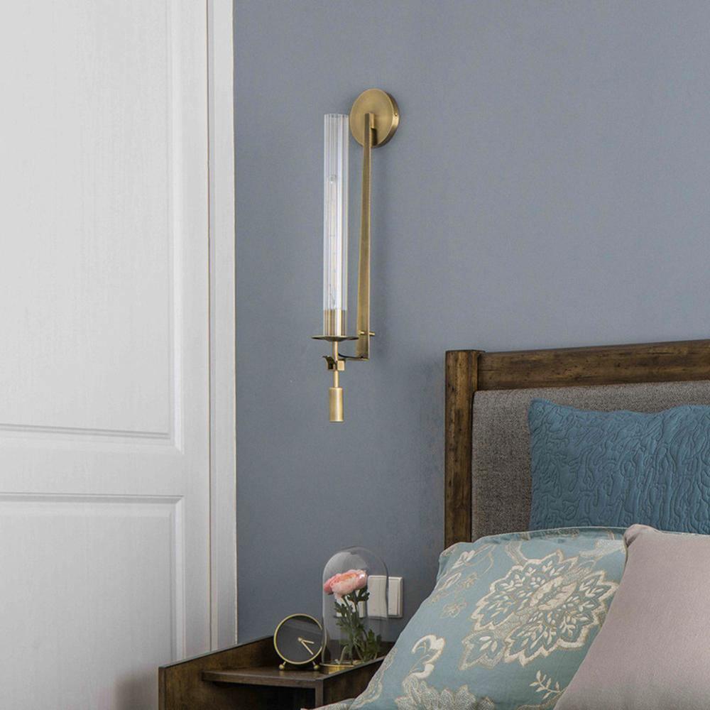 Delira Wandlamp Messing Geribbeld Glas