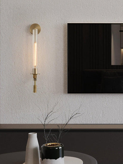 Delira Wandlamp Messing Geribbeld Glas