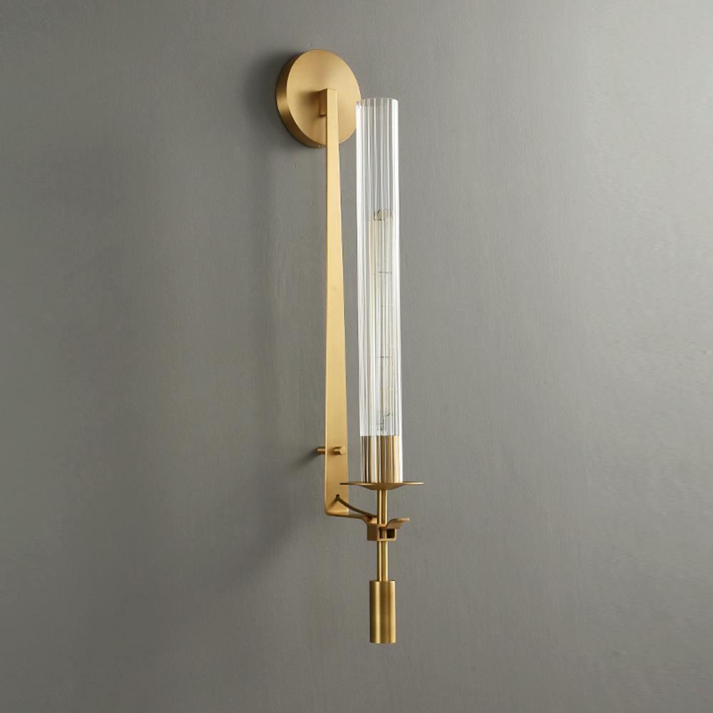 Delira Wandlamp Messing Geribbeld Glas